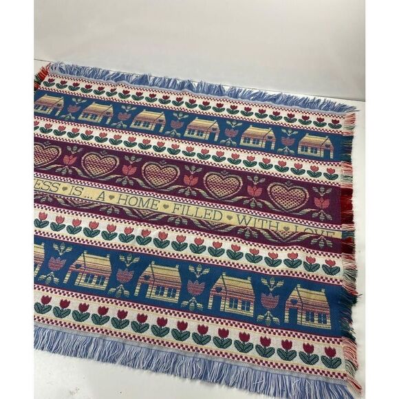 Happiness Is A Home Filled With Love Tapestry Throw Blanket 48x56 Handmade AI130 - Picture 2 of 6